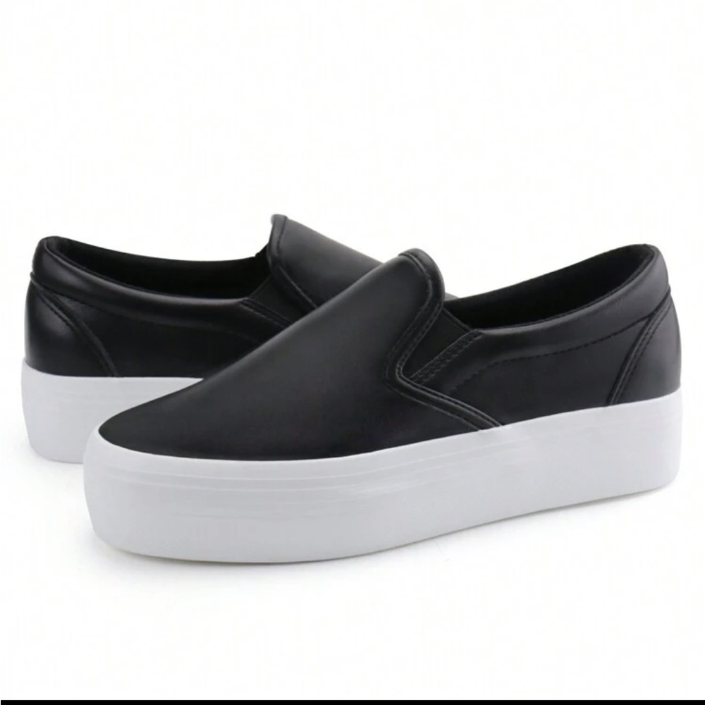 Black Slip-On Platform Sneakers